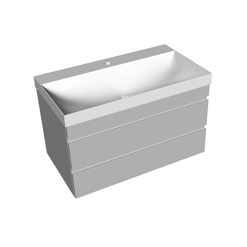 Set mobilier și lavoar suspendat, Kolpasan, Naomi, cu 2 sertare, 80 cm, dark concrete - 3 | YEO