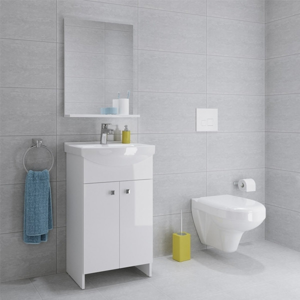 Set mobilier stativ Cersanit, Sati, cu lavoar Cersania, 50 cm, alb - 1 | YEO
