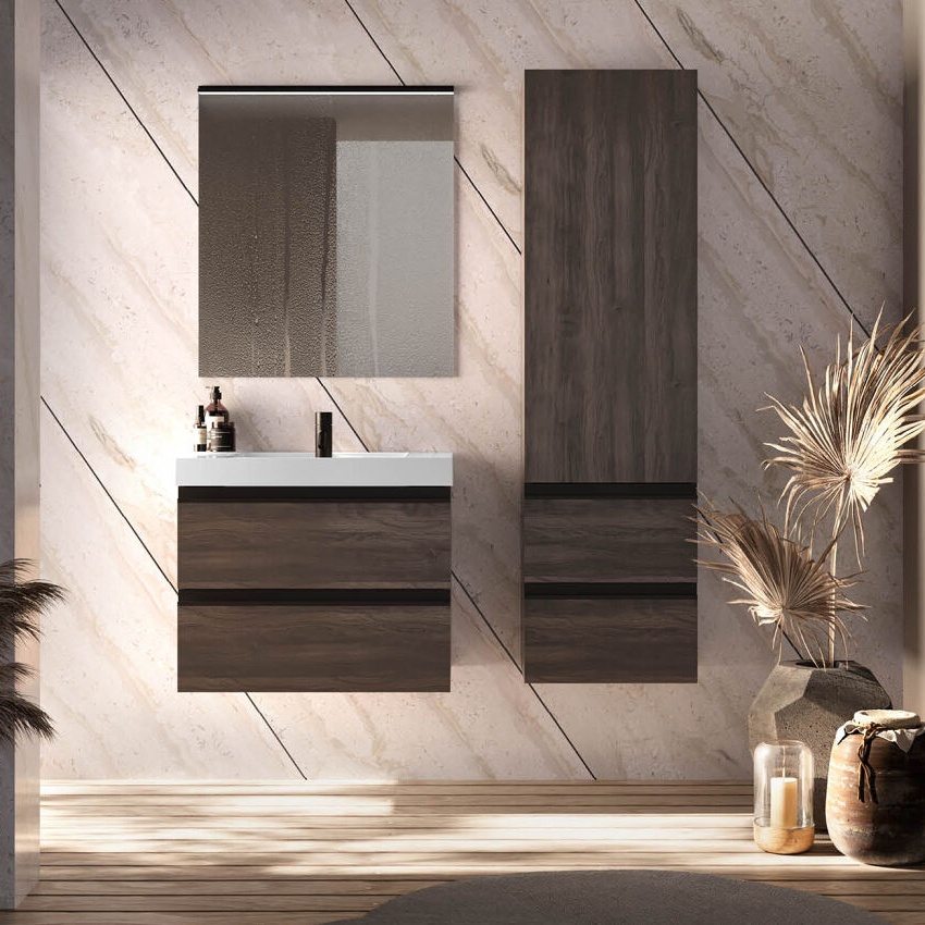 Set mobilier suspendat cu lavoar Kolpasan, Harmony 70, cu 2 sertare, dark oak - 1 | YEO