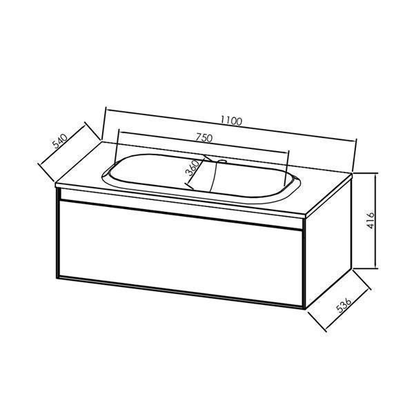 Set mobilier suspendat si lavoar Kolpasan, Pandora, 110 cm, alb lucios - 3 | YEO
