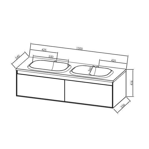 Set mobilier suspendat si lavoar Kolpasan, Pandora, 150 cm, alb - 3 | YEO