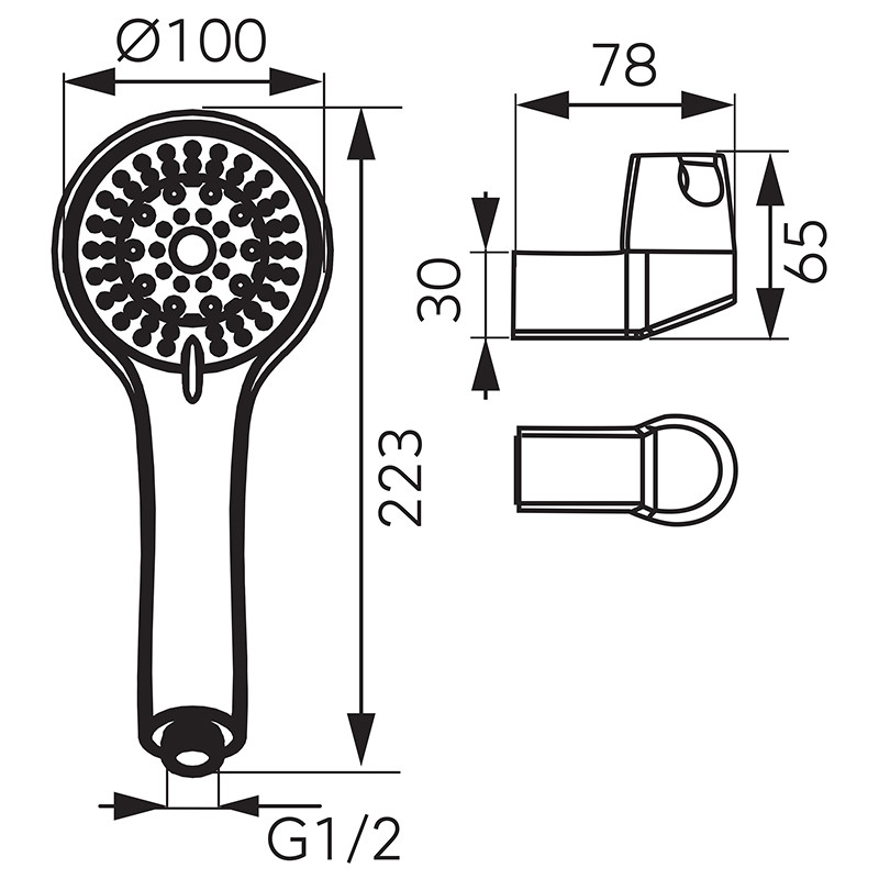 Set para de dus, Ferro, Sera, 5 jeturi, cu suport si furtun, crom - 2 | YEO