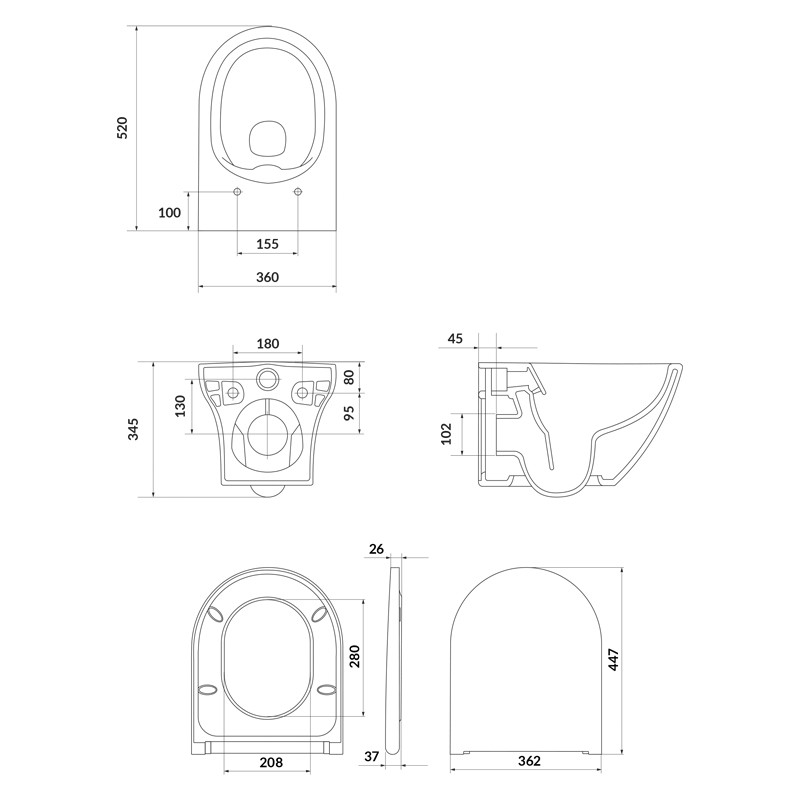 Set vas WC suspendat, Cersanit, Larga, oval, CleanOn, cu capac slim soft close și easy off, alb - 1 | YEO
