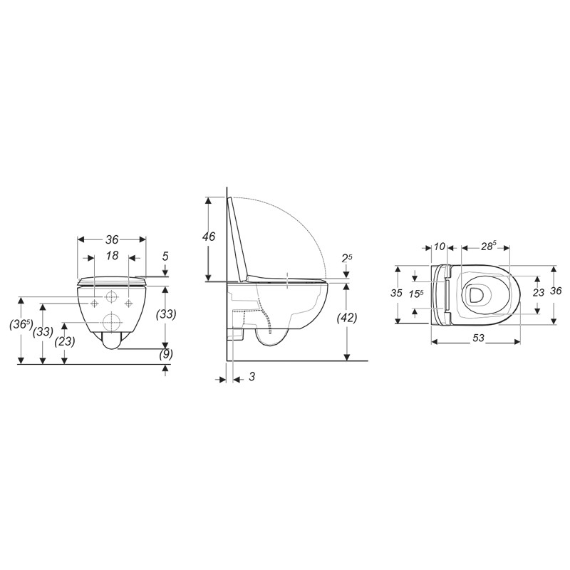 Set vas WC suspendat, Geberit, Selnova Premium, cu capac, 53 x 36 cm, alb - 1 | YEO