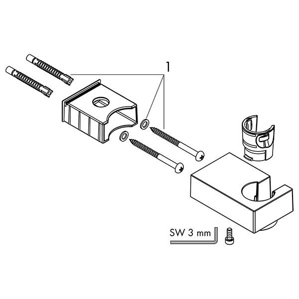 Suport de dus, Hansgrohe, Porter E, alb mat - 2 | YEO