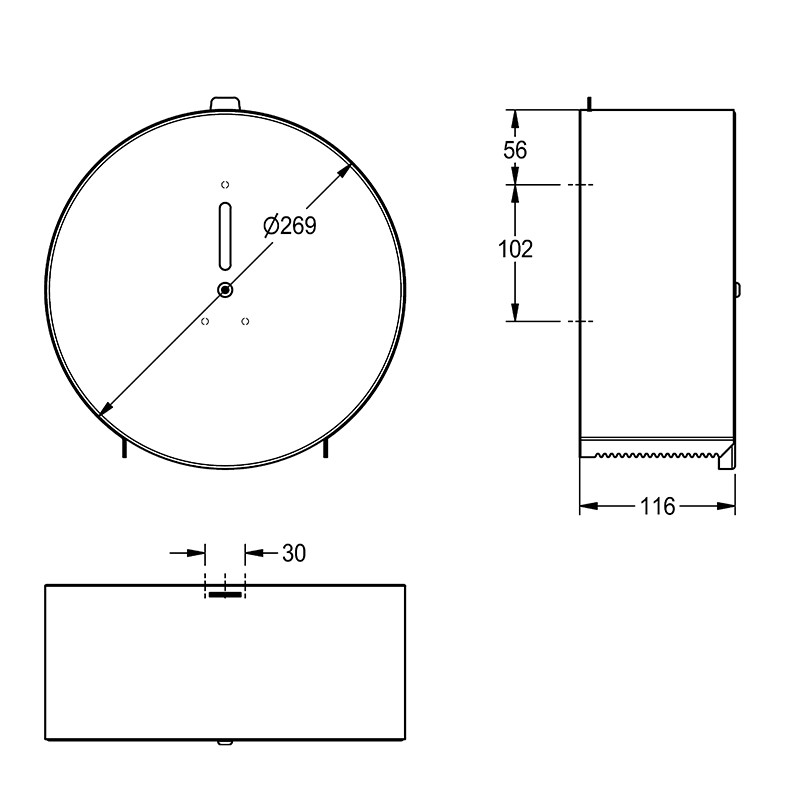 Suport pentru rolă mare de hârtie igienică, KWC, 26,9 cm, inox - 1 | YEO