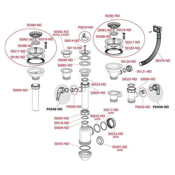 Ventil pentru chiuveta, Alcadrain, cu sita din otel inoxidabil si dop - 2 | YEO