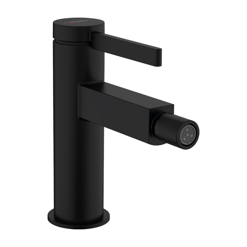 Baterie bideu, Hansgrohe, Finoris, cu ventil push-open, negru mat