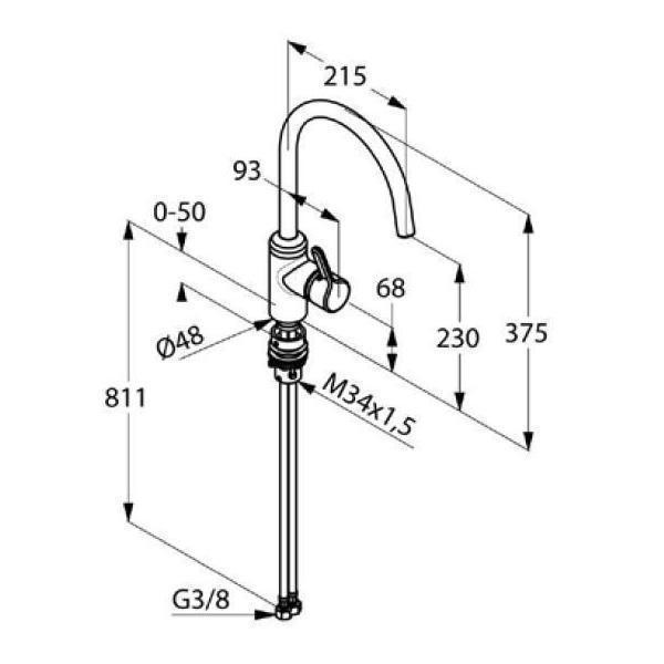 Baterie bucatarie Kludi, Bingo Star, monocomanda baioneta, crom - 1 | YEO
