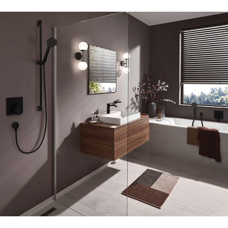 Baterie cada - dus, Hansgrohe, Vivenis, incastrabila, negru mat - 2 | YEO