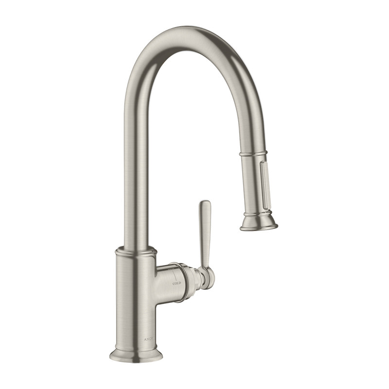 Baterie de bucătărie, Axor, Montreux 180, pipă extractibilă, inox, 16581800