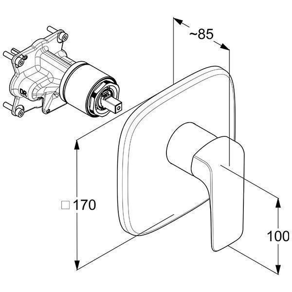 Baterie de dus, Kludi, Ameo, partea vizibila, crom - 1 | YEO