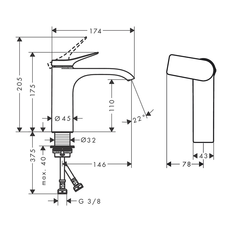 Baterie de lavoar, Hansgrohe, Vivenis 110, CoolStart, crom - 1 | YEO