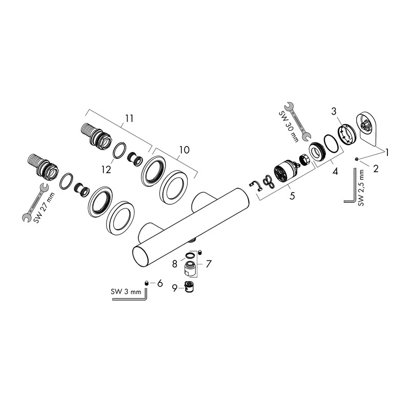 Baterie dus, Hansgrohe, Vivenis, negru mat - 4 | YEO