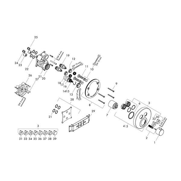 Baterie dus termostatata, Hansgrohe, ShowerSelect S, bronz periat - 3 | YEO