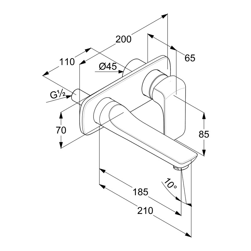 Baterie lavoar cu montaj pe perete, Kludi, Ameo, lungimea pipei 18,5 cm, crom - 1 | YEO