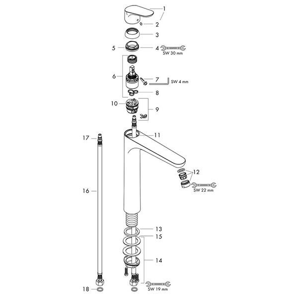 Baterie lavoar fara ventil, Hansgrohe, Focus 230, crom - 1 | YEO