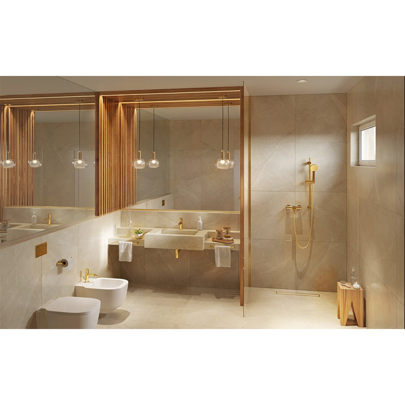 Baterie lavoar, Ferro, Fiesta, cu ventil click - clack, auriu lucios - 2 | YEO