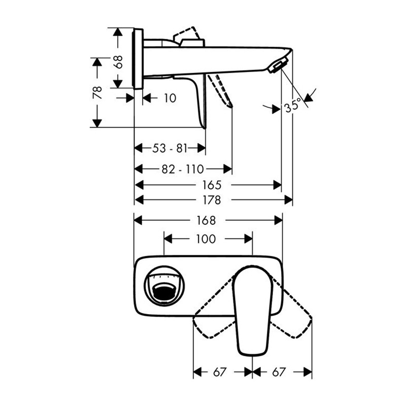 Baterie lavoar Hansgrohe, Talis E, încastrată cu pipă 16.5 cm, crom - 1 | YEO
