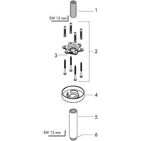 Brat de dus cu montaj pe tavan Hansgrohe, 10 cm, crom - 2 | YEO