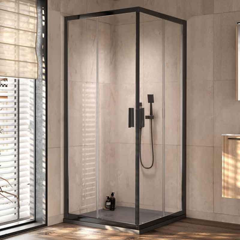 Cabină de duș Kolpasan, Venus Q, sticlă transparentă, 80 x 80, negru mat