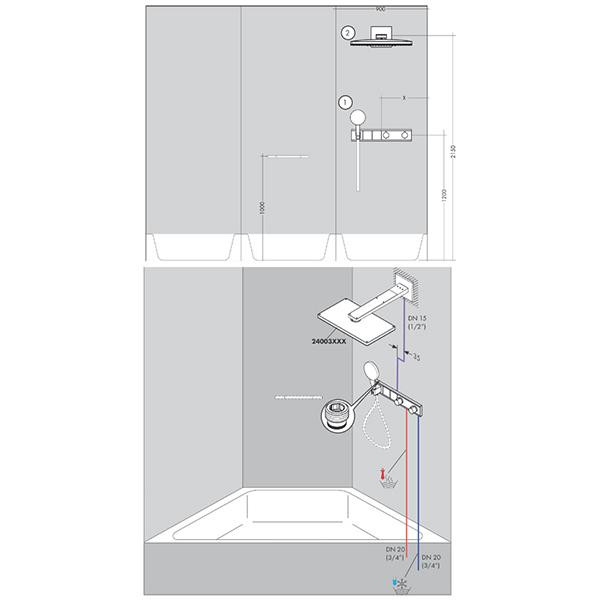 Corp incastrat pentru baterie cu 2 functii, Hansgrohe, RainSelect, pentru baterii cu 2 functii - 2 | YEO