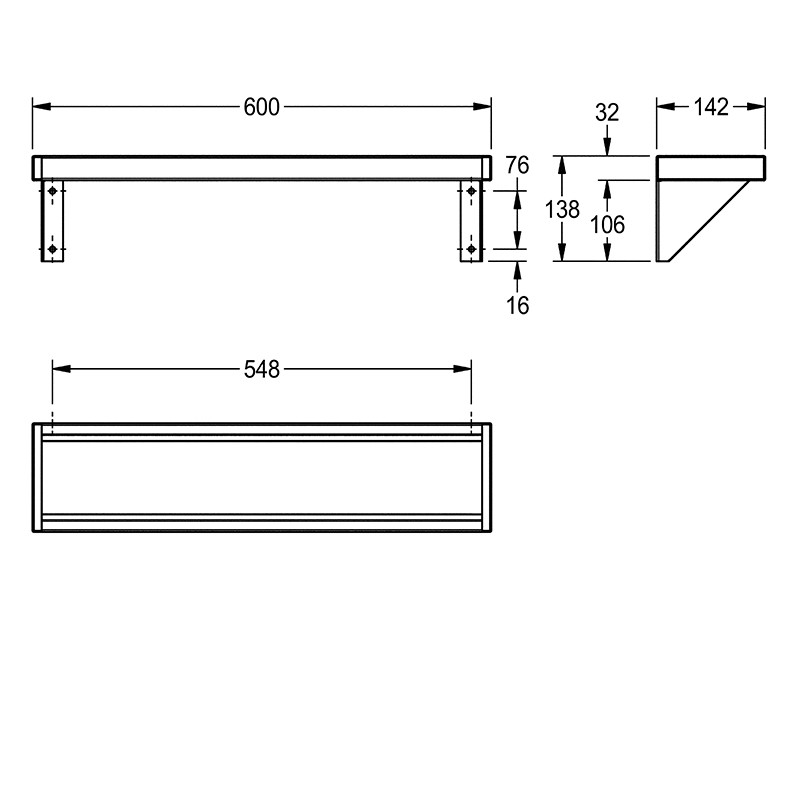 Etajeră, KWC, Saturn, 60 cm, inox - 1 | YEO
