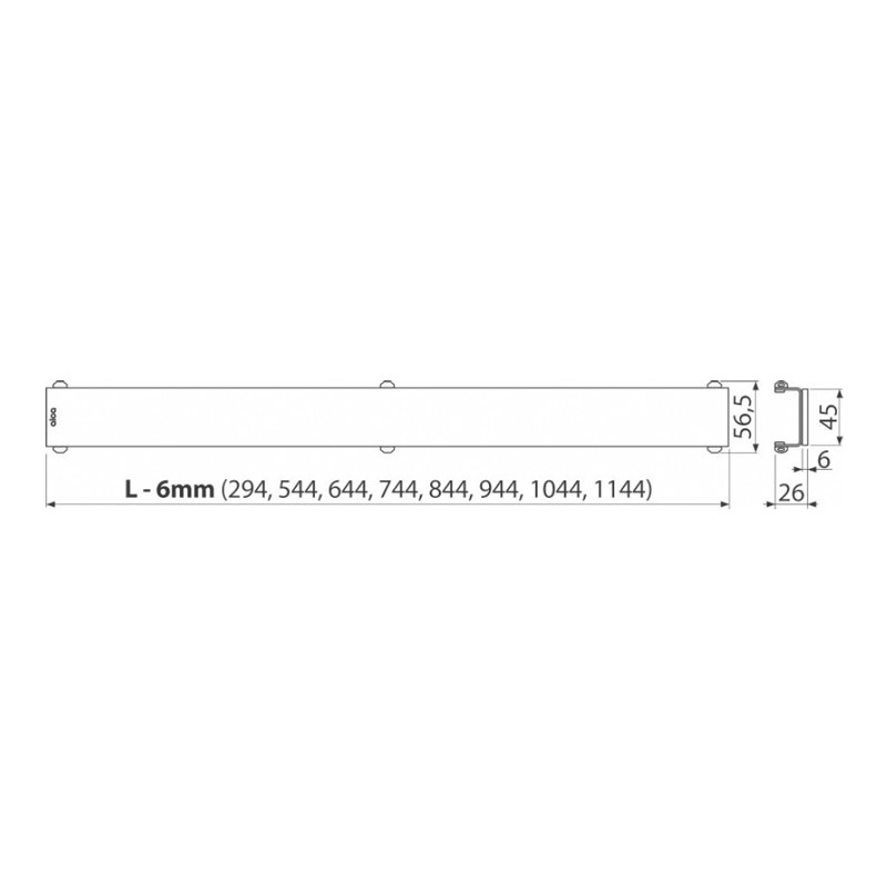 Grătar plin pentru rigolă, Alcadrain, Glass, 65 cm, sticlă-negru - 1 | YEO
