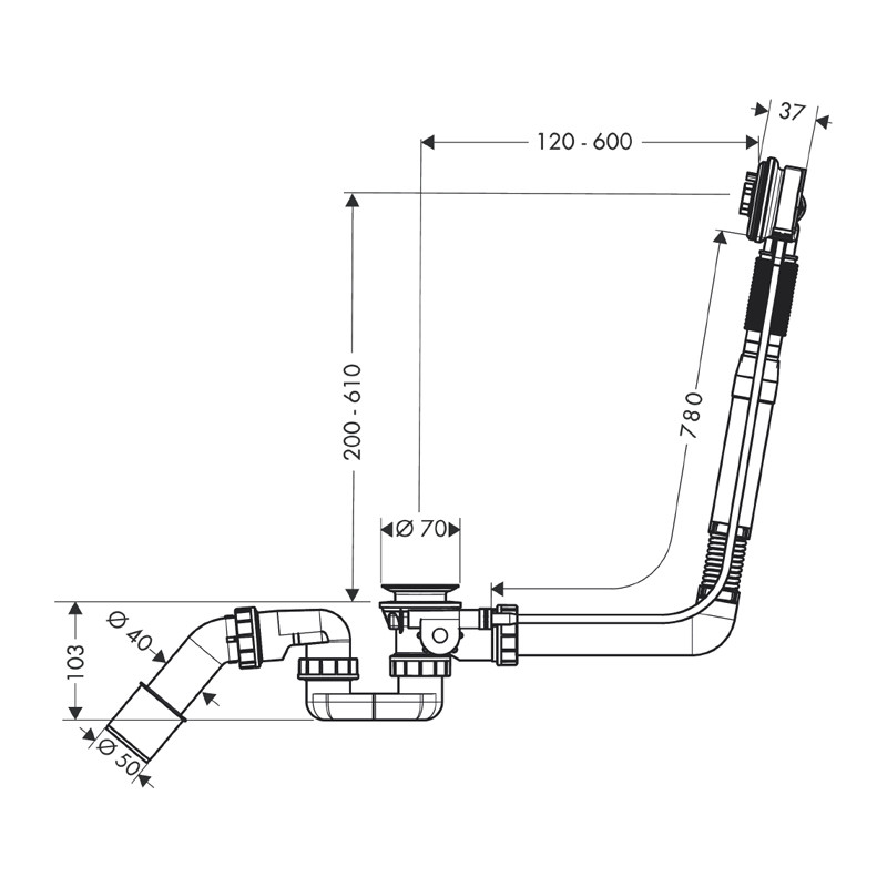 Instalatie de cada, Hansgrohe, Exafill S, 78 cm, fara ornament - 3 | YEO