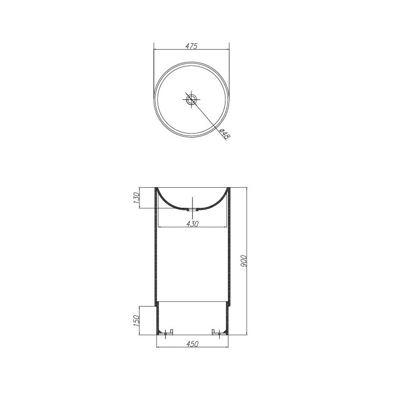 Lavoar freestanding Kolpasan, Heaven, din Kerrock, h90 cm, alb/negru - 2 | YEO