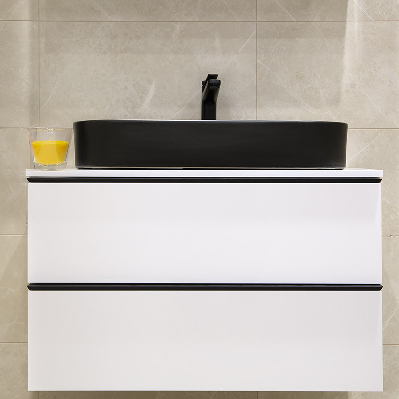 Lavoar pe blat, Fluminia, Juno-65MB, dreptunghiular, 65 x 45 cm, negru mat - 3 | YEO