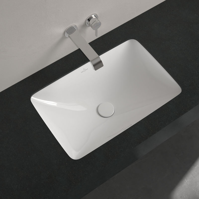 Lavoar sub blat Villeroy & Boch, Loop & Friends, dreptunghiular, fără orificiu baterie și preaplin, alb alpin, 4A570001 - 3 | YEO