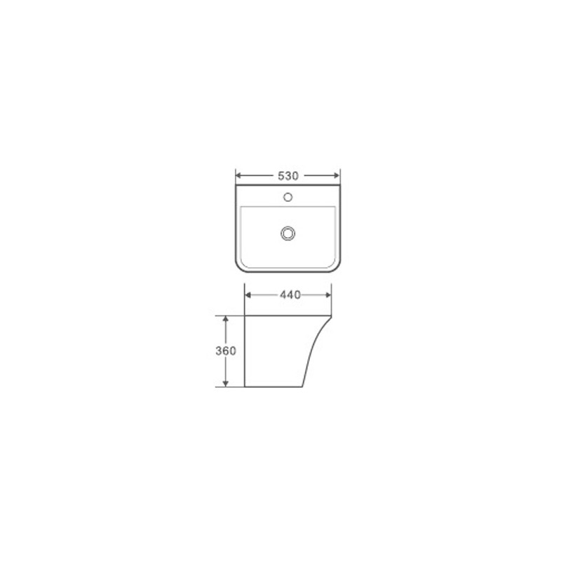 Lavoar suspendat, Fluminia, Menad New, back-to-wall, 53 cm, alb - 1 | YEO
