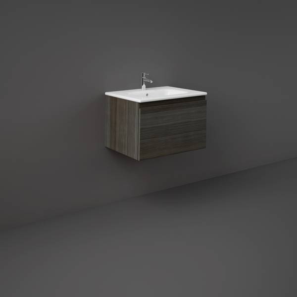 Mobilier pentru lavoar Rak, Joy-Uno 60 cm, suspendat, 1 sertar, moka walnut