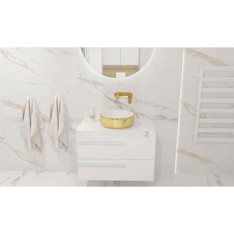 Mobilier pentru lavoar Spectrum, Flamengo, mânere decupate, 60 cm, alb - 2 | YEO