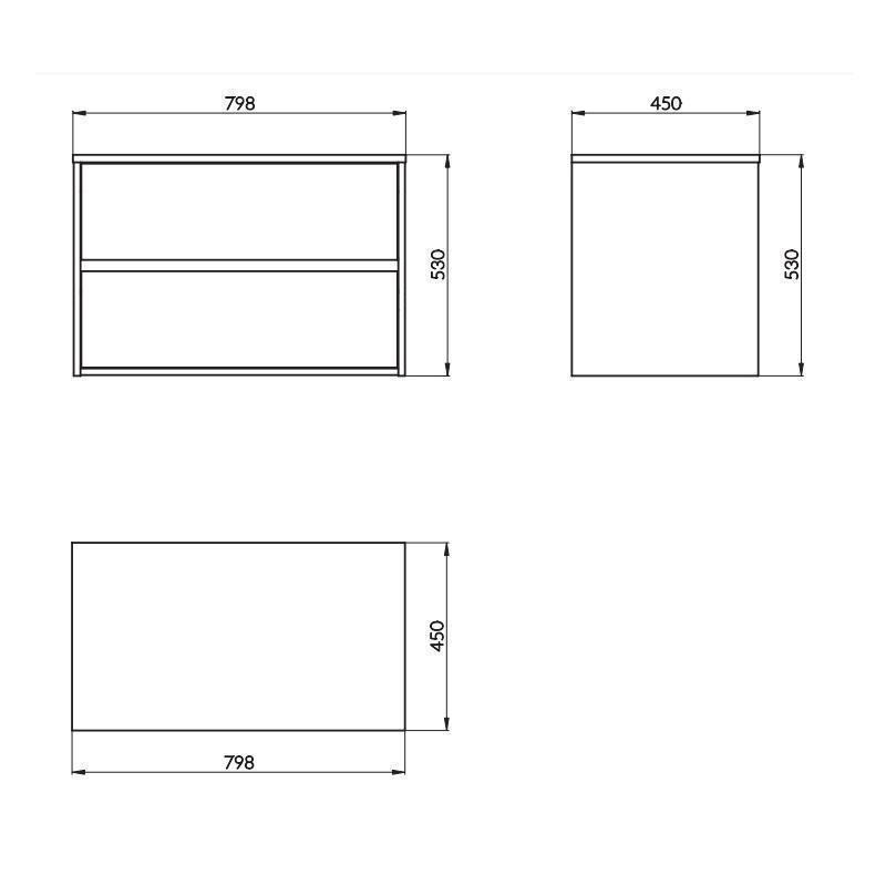 Mobilier suspendat Cersanit, Crea, pentru lavoarele pe blat, 80 cm, gri mat - 3 | YEO