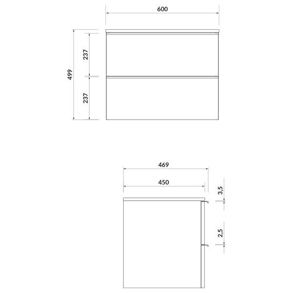 Mobilier suspendat Cersanit, Virgo 60, cu manere cromate, pentru lavoar pe blat, alb - 1 | YEO