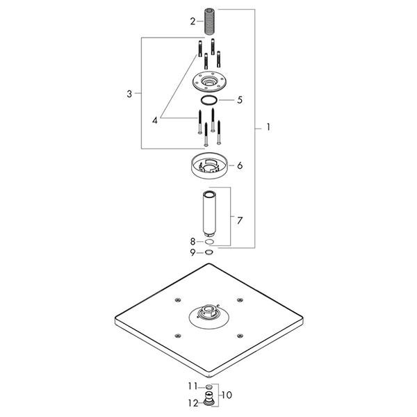 Palarie de dus, Hansgrohe, Raindance E 300, cu brat de tavan, bronz periat - 1 | YEO