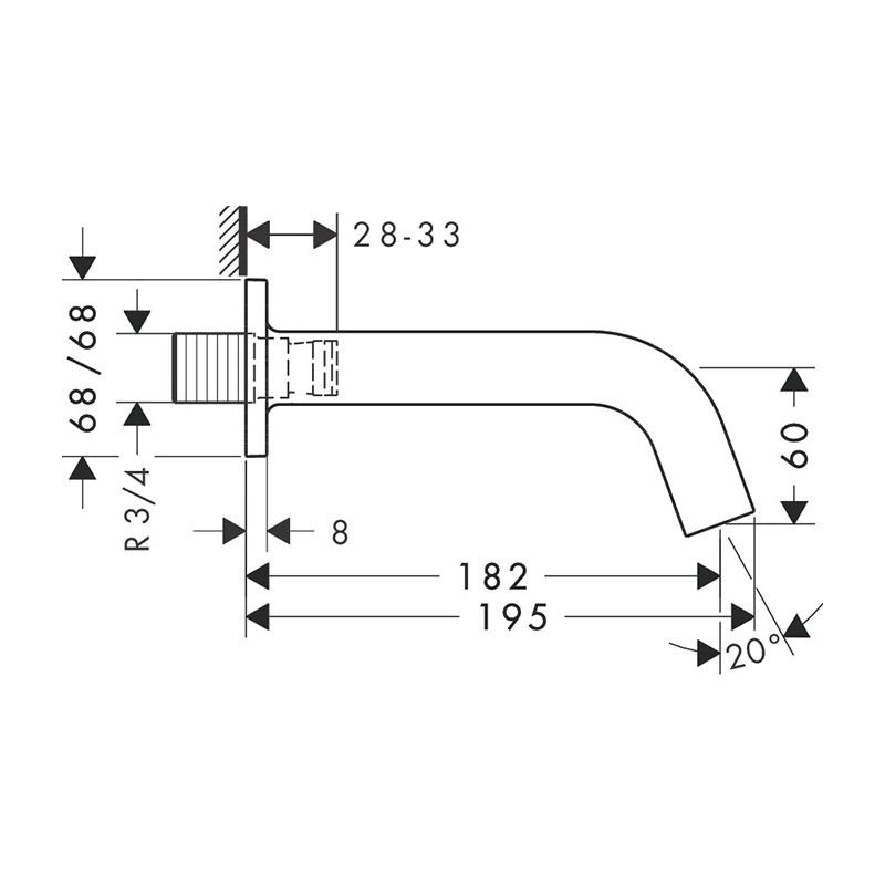 Pipă pentru cadă, Axor, Citterio M, lungime 18,2 cm, auriu lucios, 34410990 - 1 | YEO