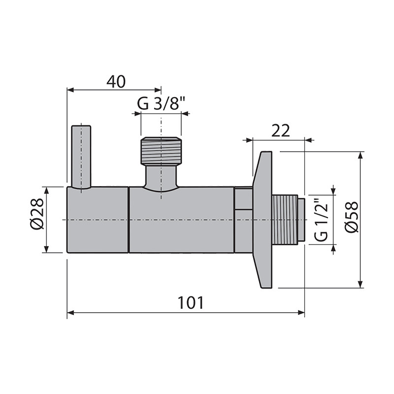 Robinet colțar, Alcadrain, cu filtru 1/2 x 3/8, auriu lucios - 1 | YEO
