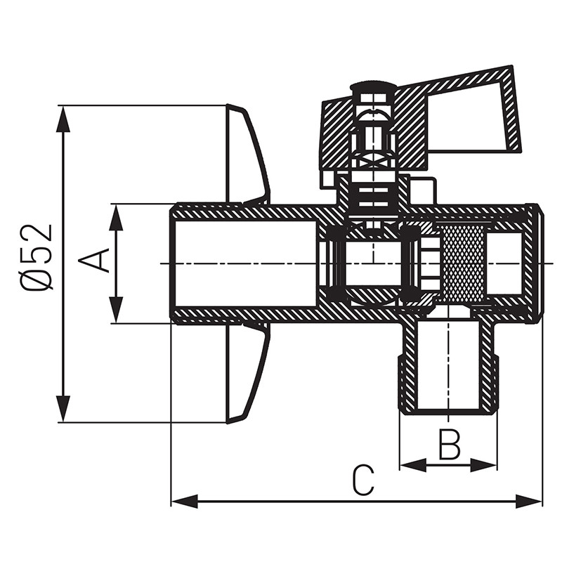 Robinet coltar, Ferro, cu bila, filtru si maneta metalica, crom - 1 | YEO