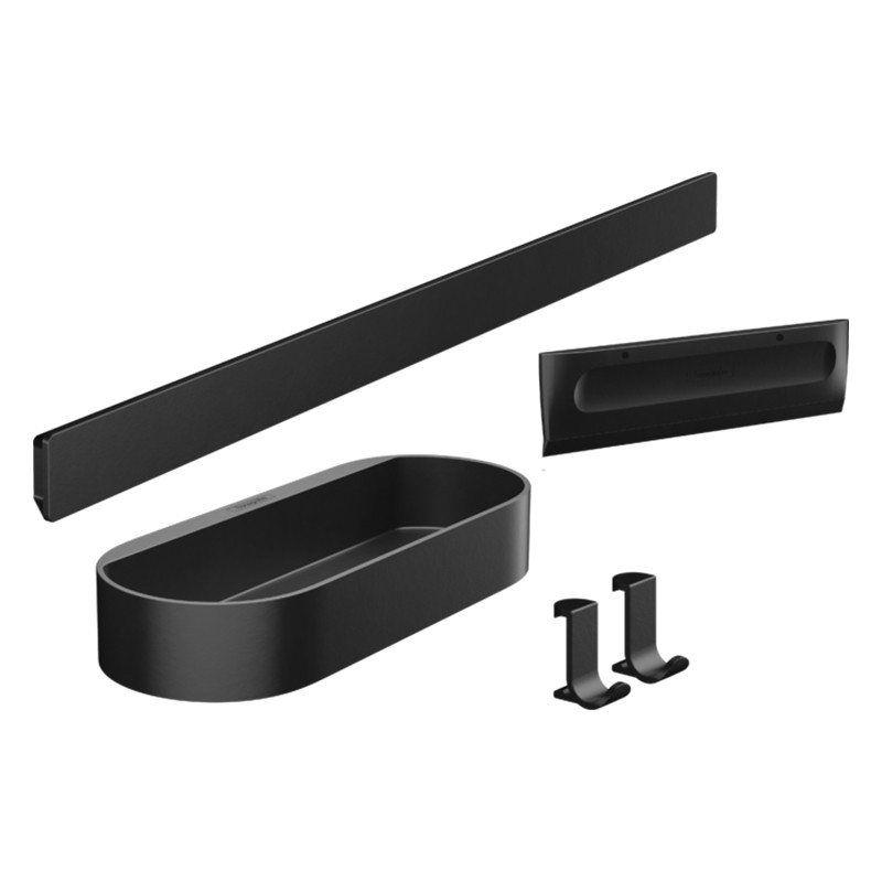 Set accesorii de baie pentru dus, Hansgrohe, WallStoris, negru mat
