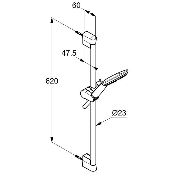 Set de dus cu bara de dus 60 cm, Kludi, Freshline 1S, crom - 1 | YEO