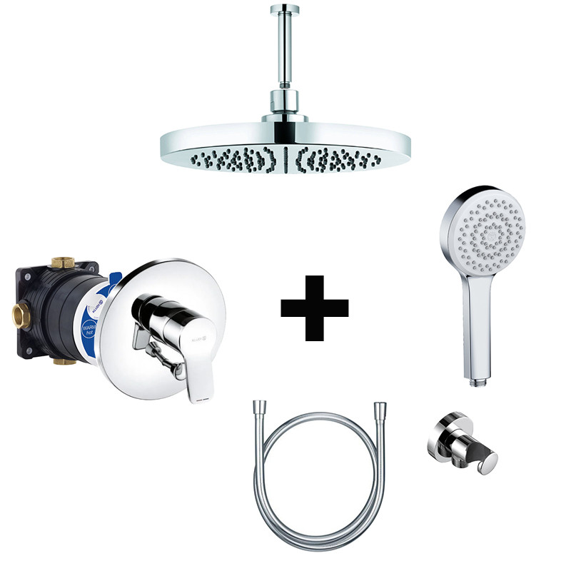 Set de duș încastrat, Kludi, cu baterie Pure & Easy, pară de duș sDive, crom