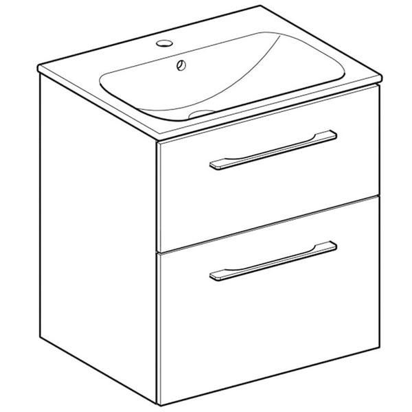 Set mobilier cu lavoar, Geberit, Selnova Square, 60 cm, nuc american hickory deschis - 1 | YEO