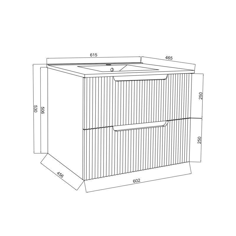 Set mobilier riflat cu lavoar Fluminia, Malta 60, cu sertare soft close, alb - 2 | YEO