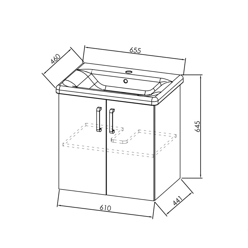 Set mobilier suspendat și lavoar, Kolpasan, Evelin, 65 cm, alb - 1 | YEO