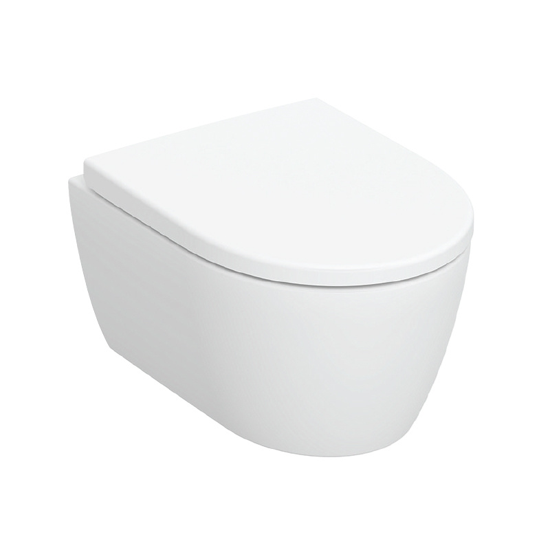 Set vas wc suspendat, Geberit, iCon, compact, rimless, cu capac soft close și quick release, alb