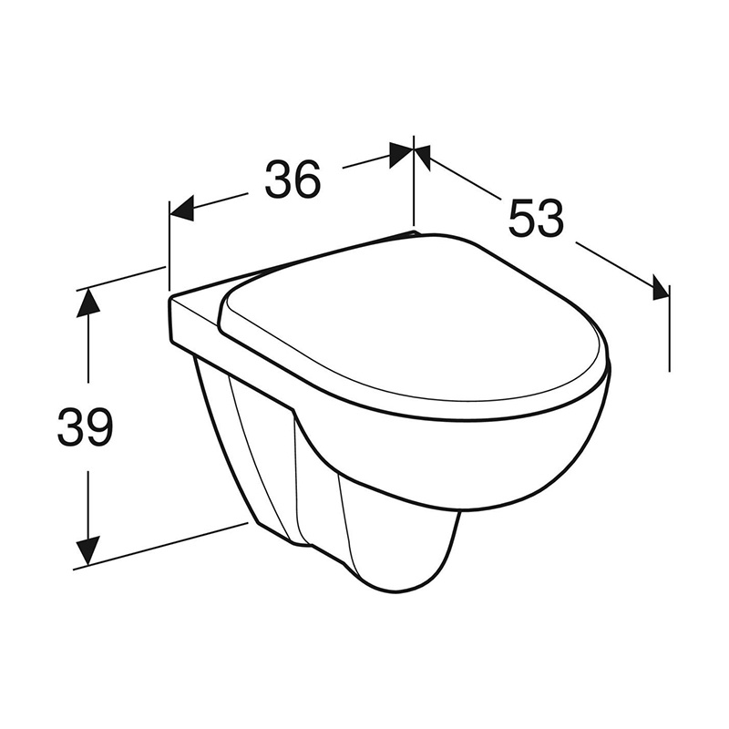 Set vas wc suspendat, Geberit, Selnova, rimless, formă deschisă, cu capac soft close și quick release, alb - 3 | YEO