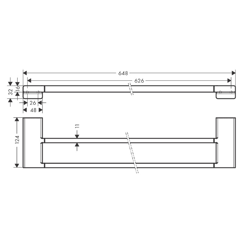 Suport de prosop dublu, Hansgrohe, AddStoris, crom - 2 | YEO